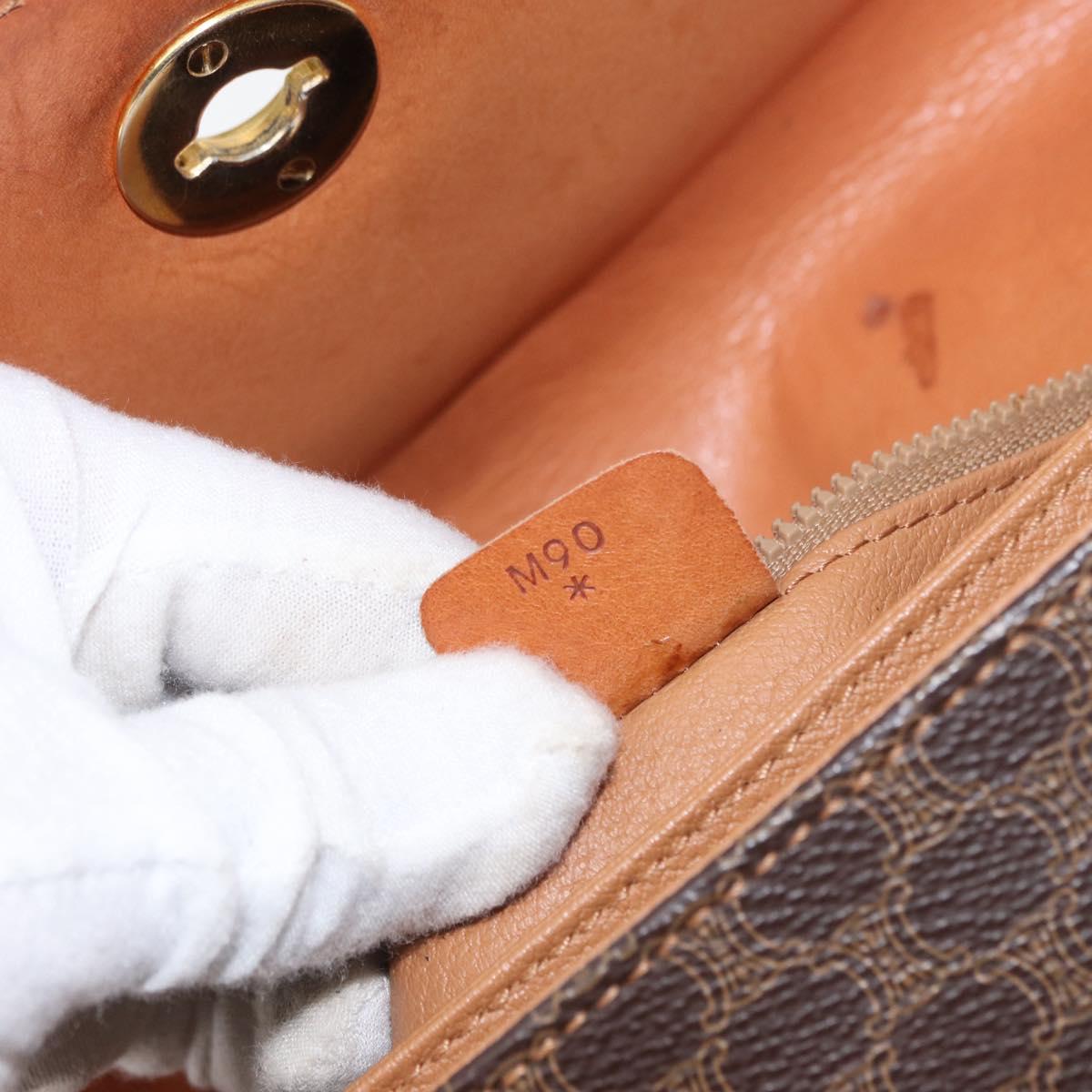 CELINE Macadam Canvas Shoulder Bag PVC Leather Brown Gold Auth 164018