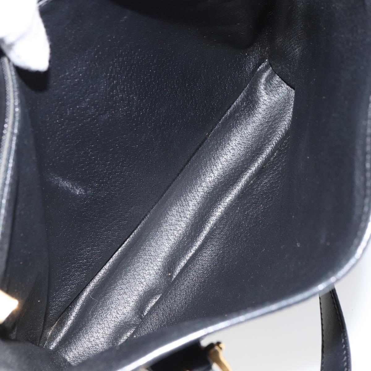 CELINE Macadam Canvas Shoulder Bag PVC Leather Black Gold Auth 164025