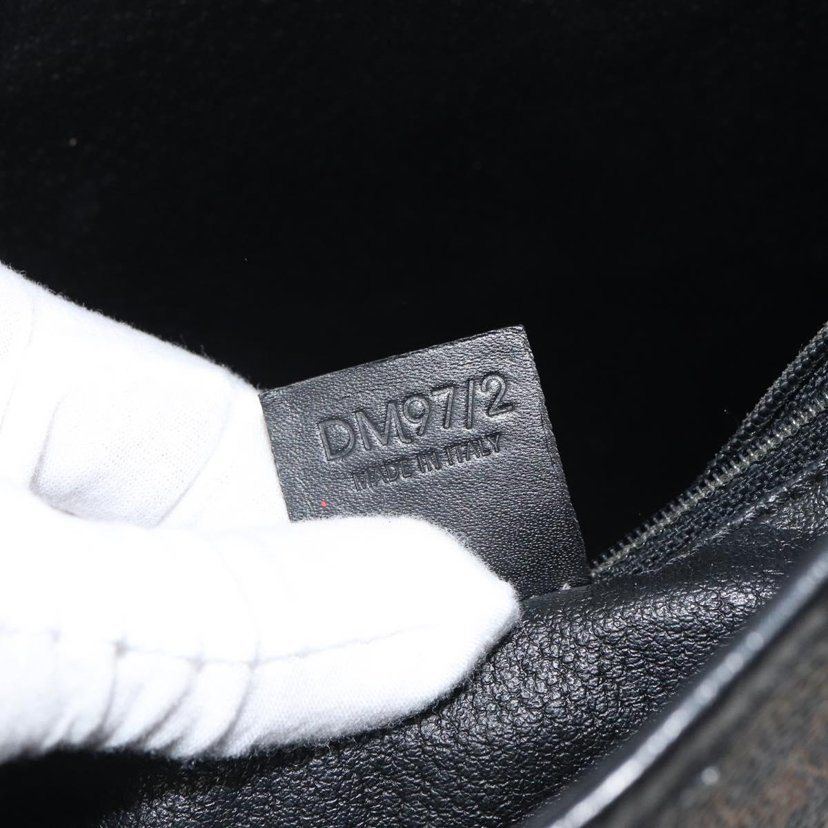 CELINE Macadam Canvas Shoulder Bag PVC Leather Black Gold Auth 164025