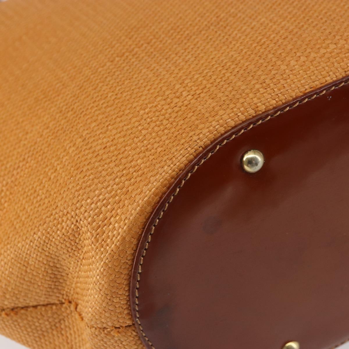 CELINE Shoulder Bag Nylon Orange Gold Auth 164026