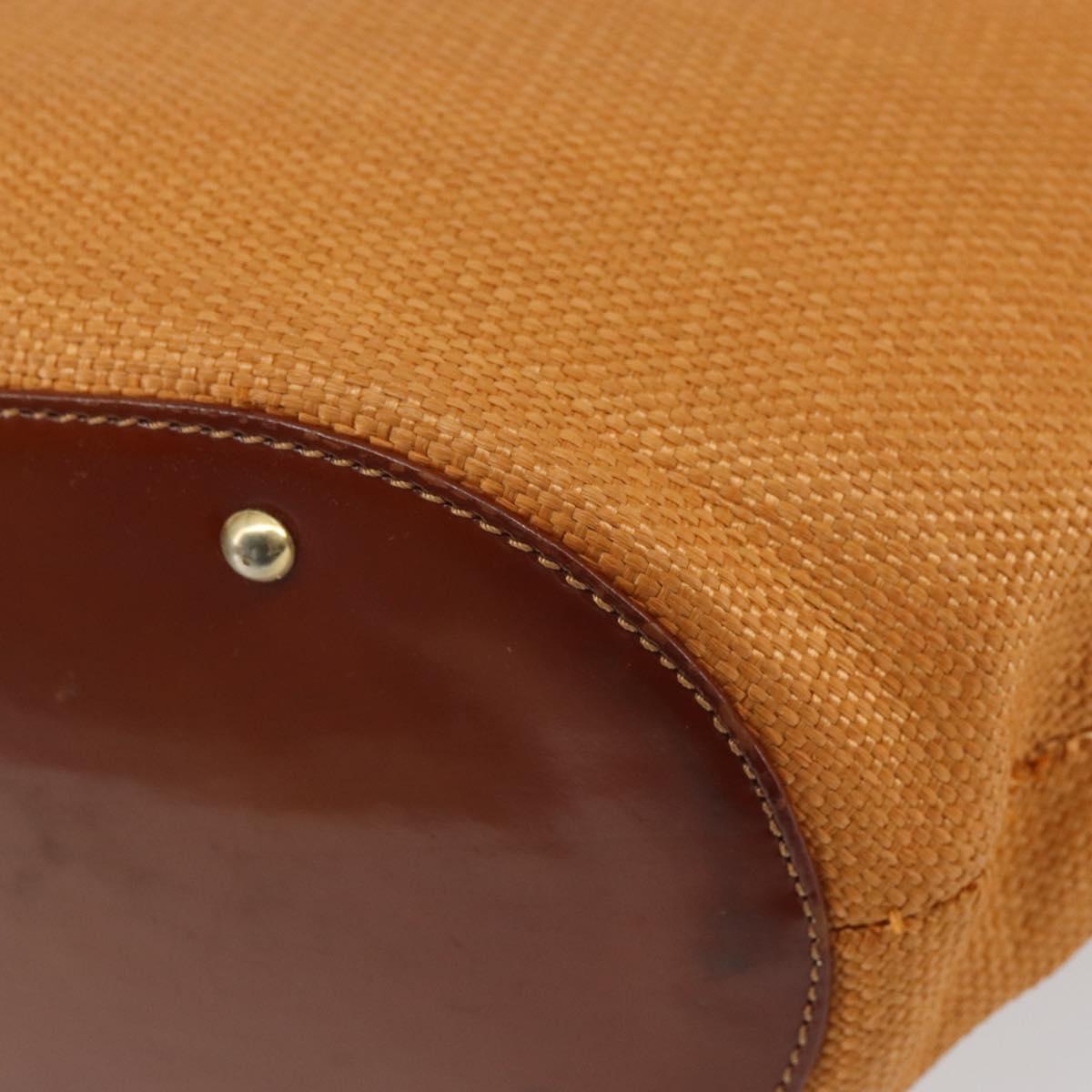 CELINE Shoulder Bag Nylon Orange Gold Auth 164026