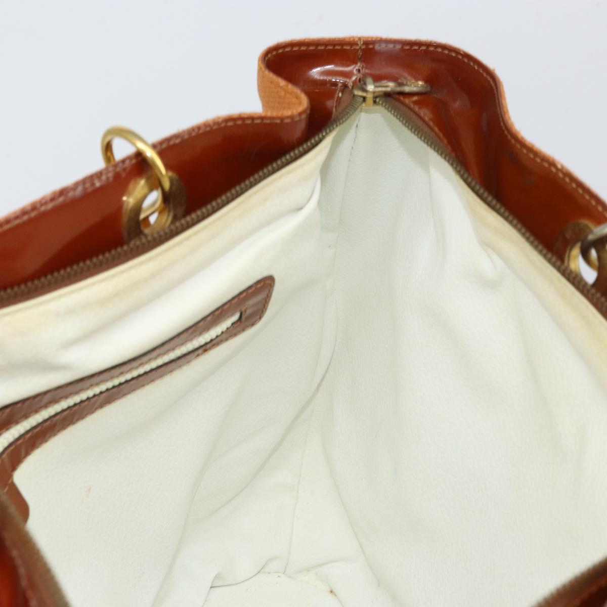 CELINE Shoulder Bag Nylon Orange Gold Auth 164026