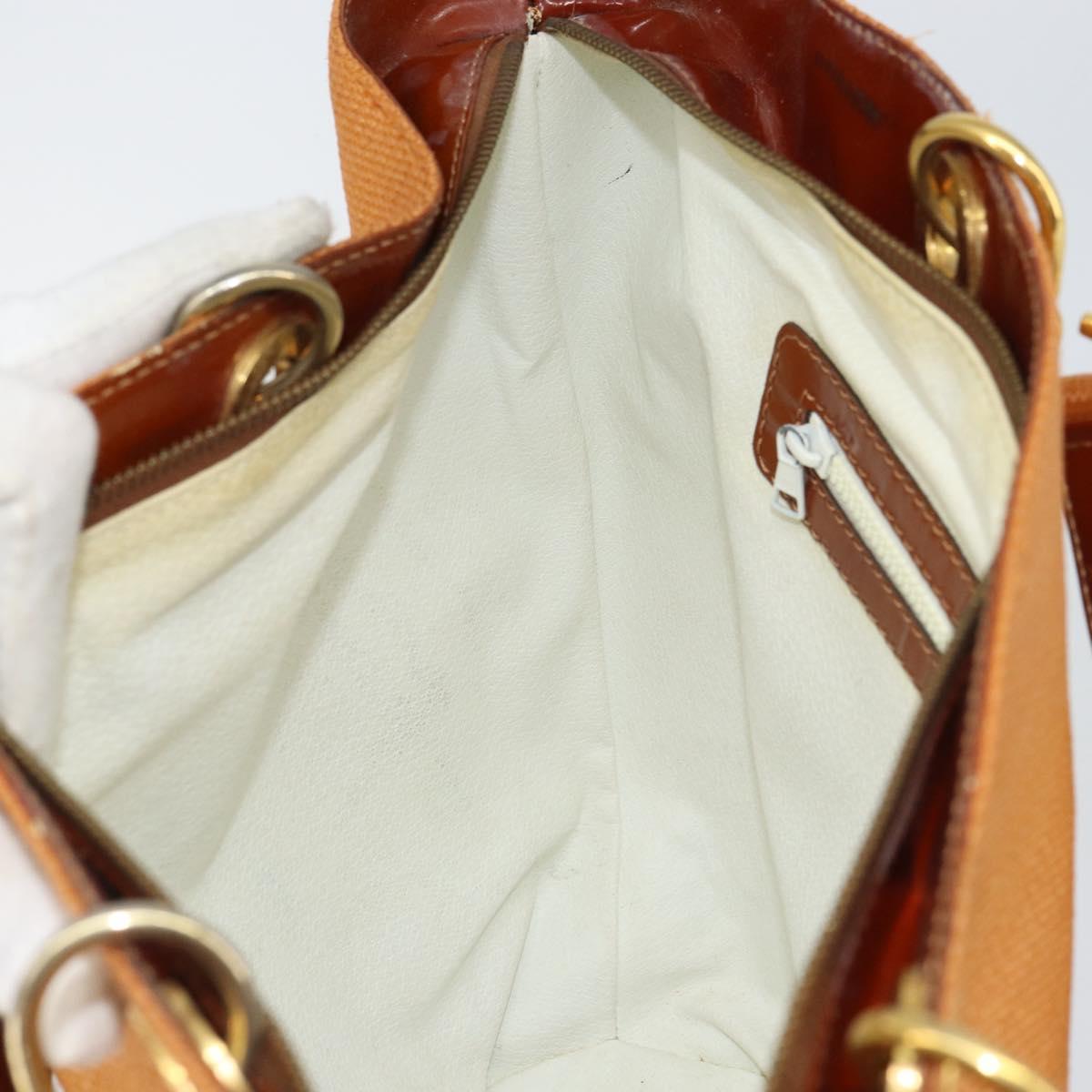 CELINE Shoulder Bag Nylon Orange Gold Auth 164026