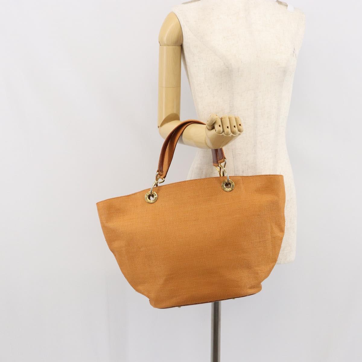 CELINE Shoulder Bag Nylon Orange Gold Auth 164026