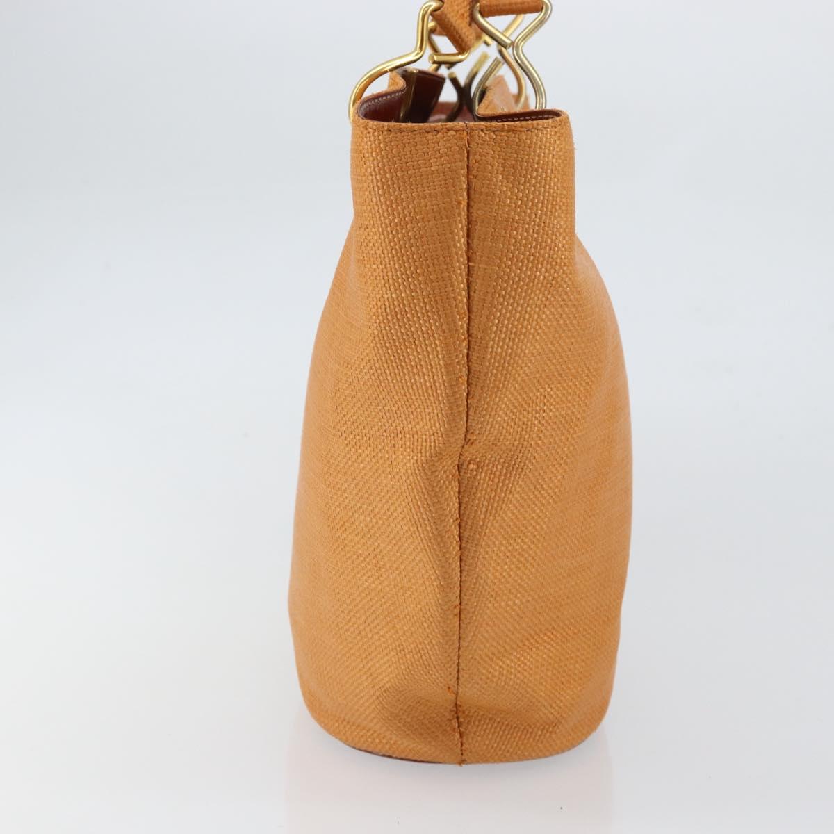 CELINE Shoulder Bag Nylon Orange Gold Auth 164026