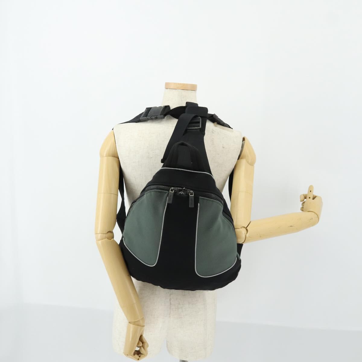 Miu Miu Backpack Canvas Black Silver Auth 164027