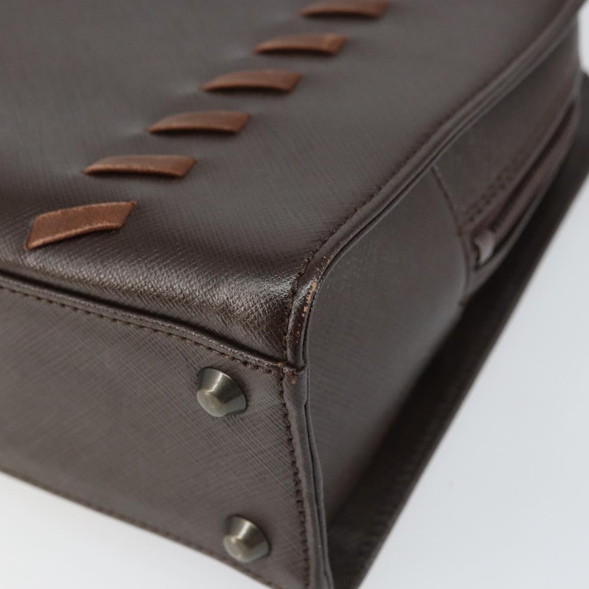 SAINT LAURENT Hand Bag Leather Brown Auth 164029
