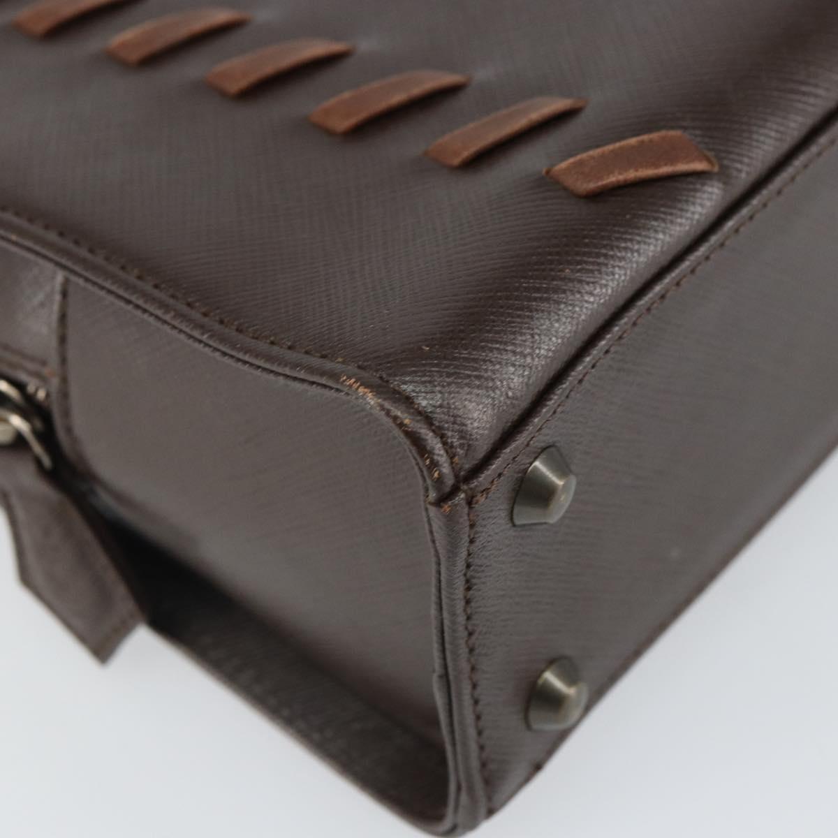 SAINT LAURENT Hand Bag Leather Brown Auth 164029