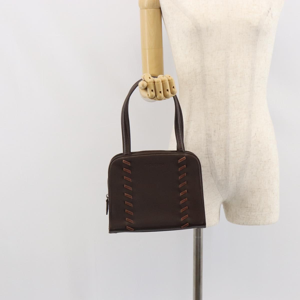 SAINT LAURENT Hand Bag Leather Brown Auth 164029