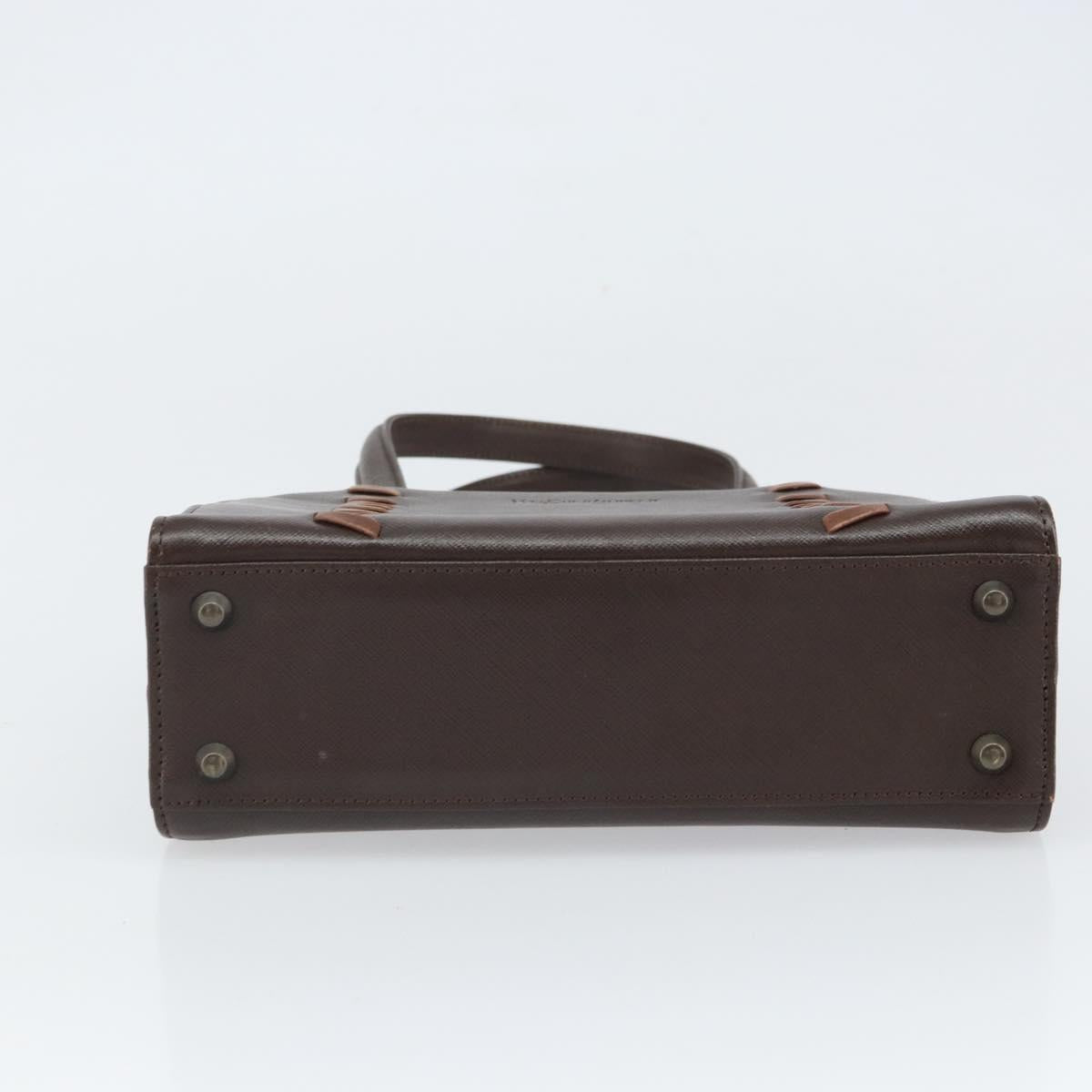 SAINT LAURENT Hand Bag Leather Brown Auth 164029