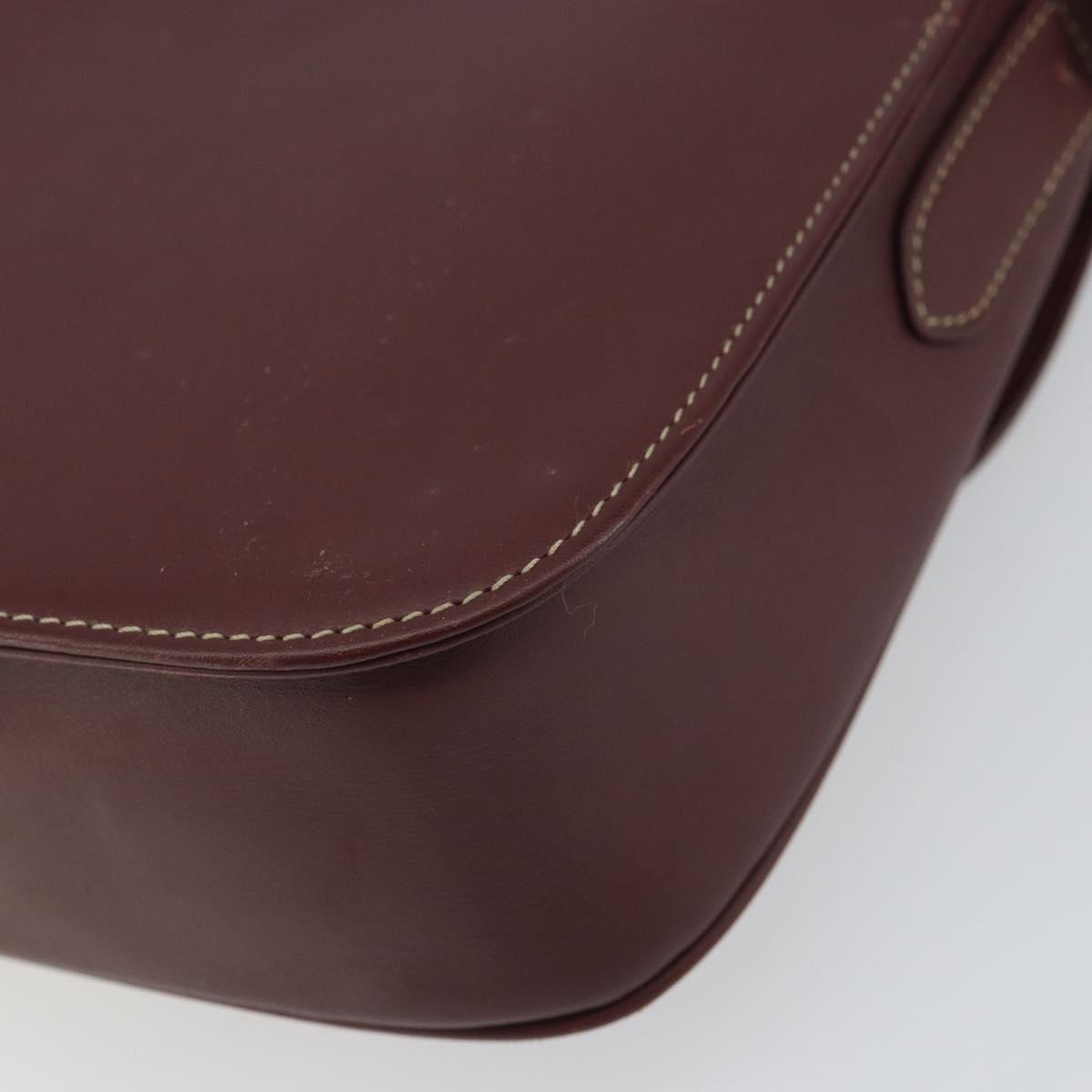 CARTIER Must Line Shoulder Bag Leather Bordeaux Gold Auth 164033