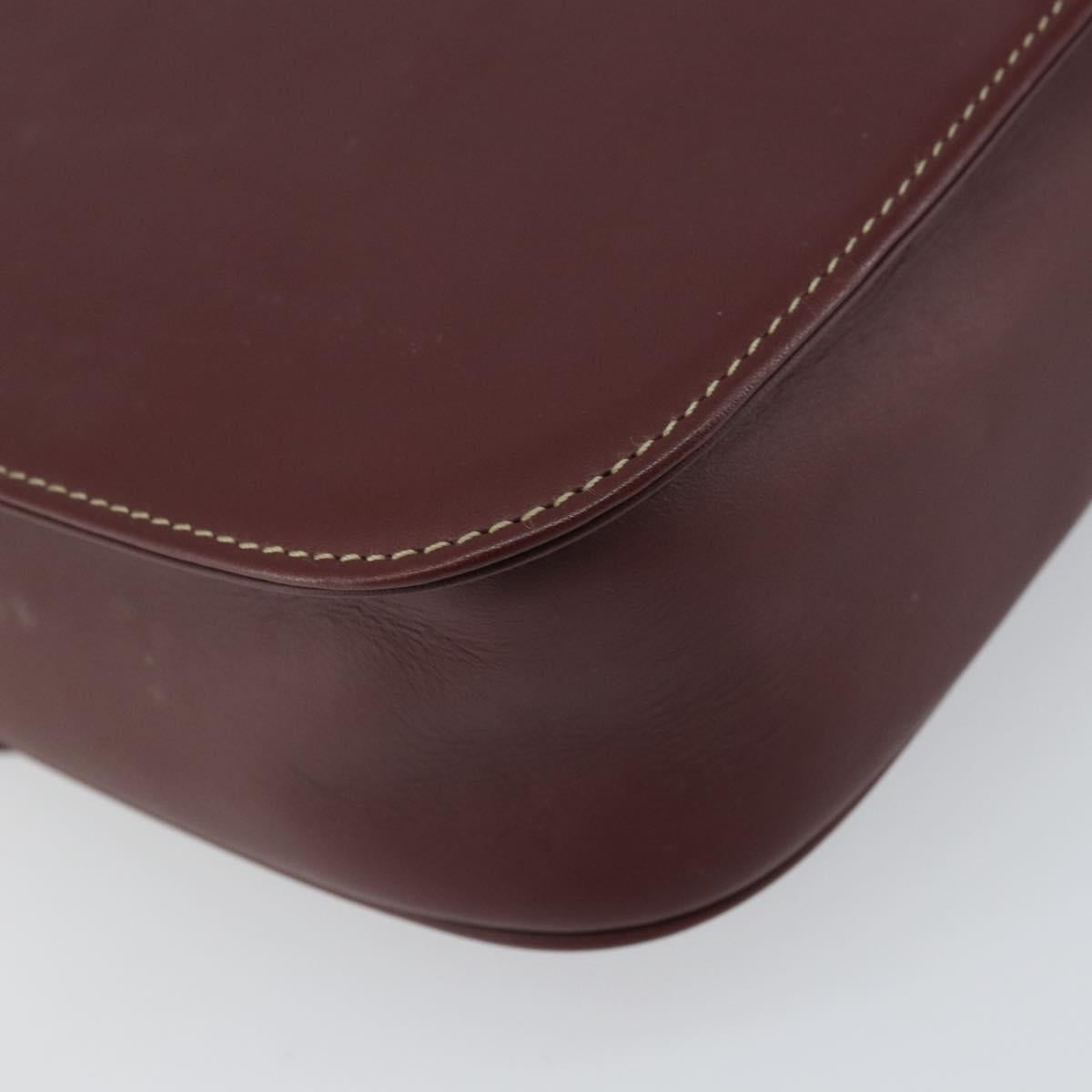 CARTIER Must Line Shoulder Bag Leather Bordeaux Gold Auth 164033