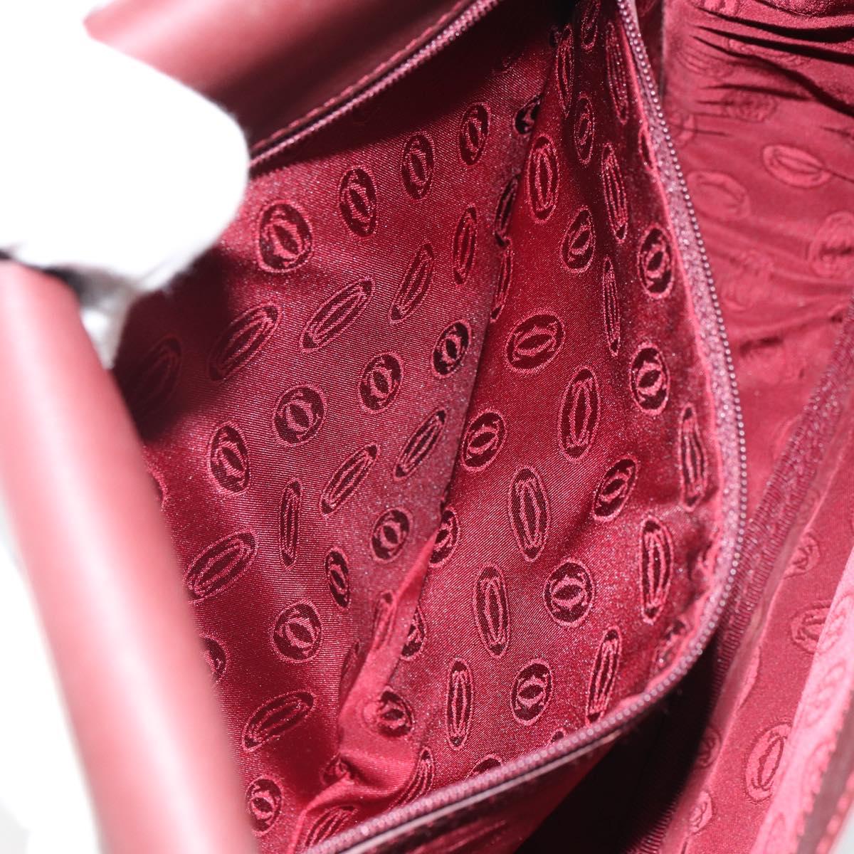 CARTIER Must Line Shoulder Bag Leather Bordeaux Gold Auth 164033