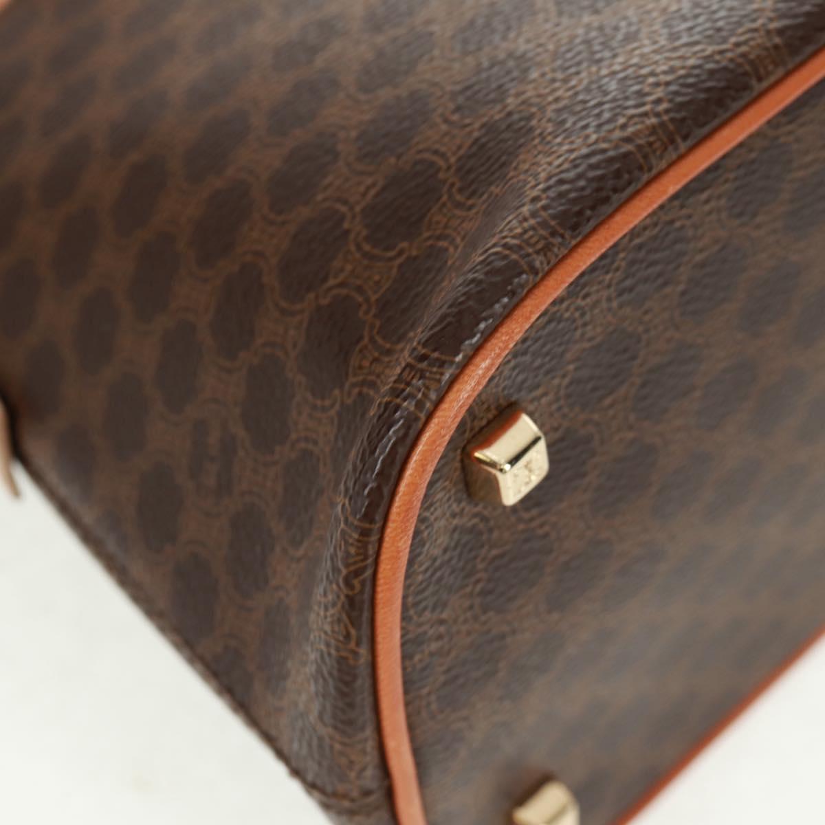 CELINE Macadam Canvas Hand Bag PVC Leather Brown Gold Auth 164047V