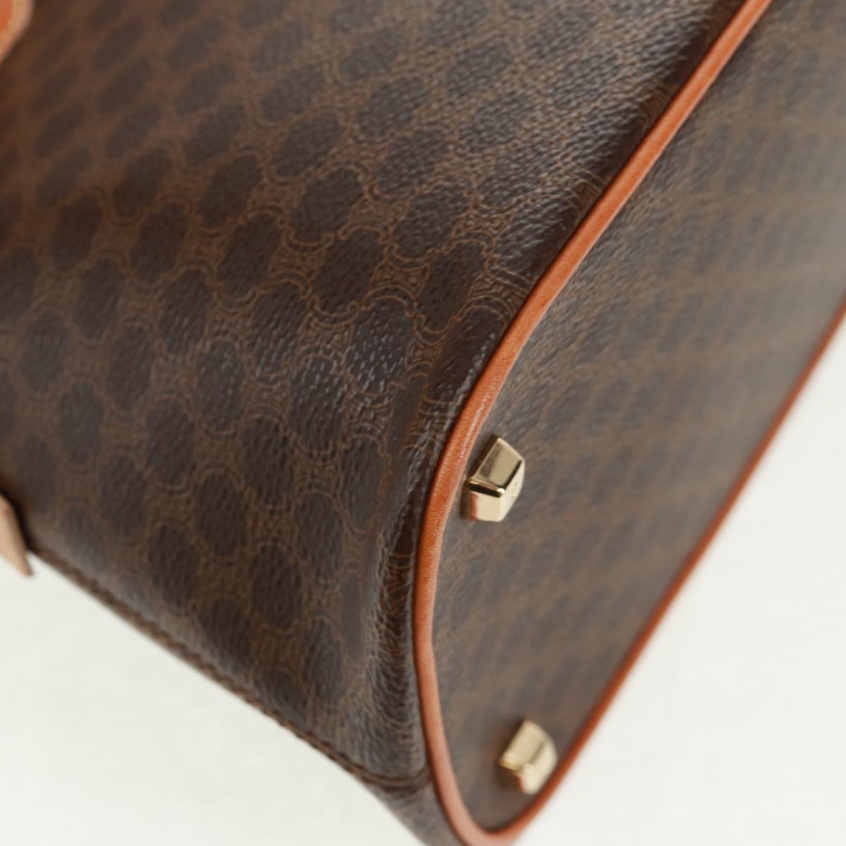 CELINE Macadam Canvas Hand Bag PVC Leather Brown Gold Auth 164047V