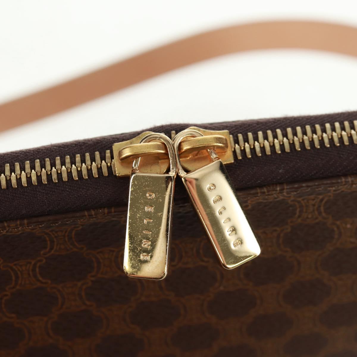 CELINE Macadam Canvas Hand Bag PVC Leather Brown Gold Auth 164047V