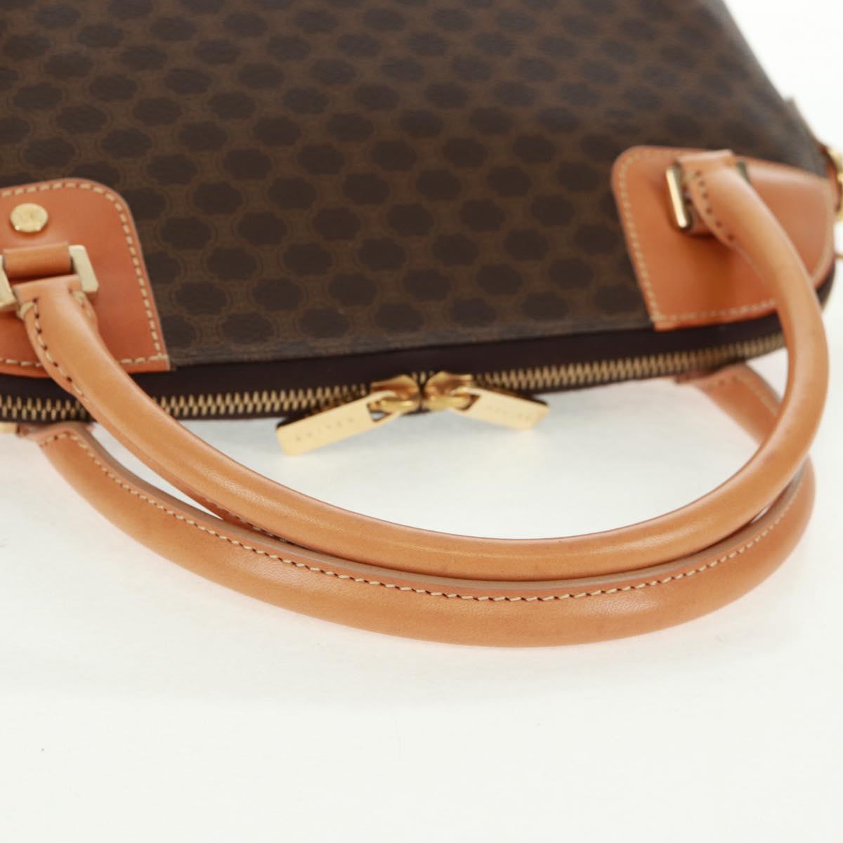 CELINE Macadam Canvas Hand Bag PVC Leather Brown Gold Auth 164047V