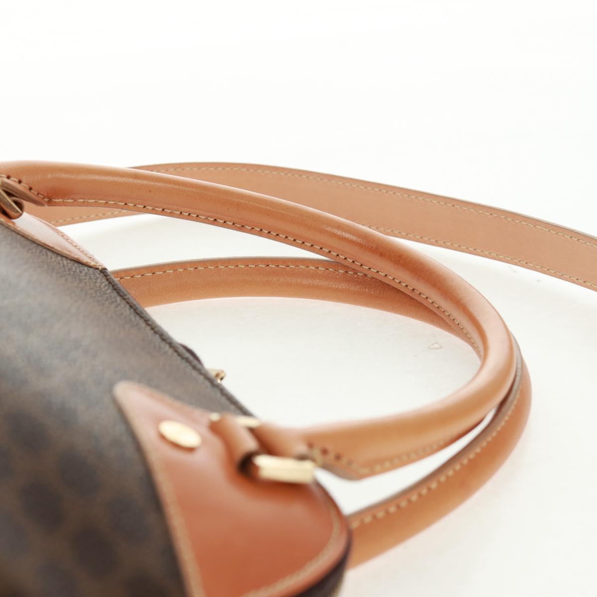 CELINE Macadam Canvas Hand Bag PVC Leather Brown Gold Auth 164047V