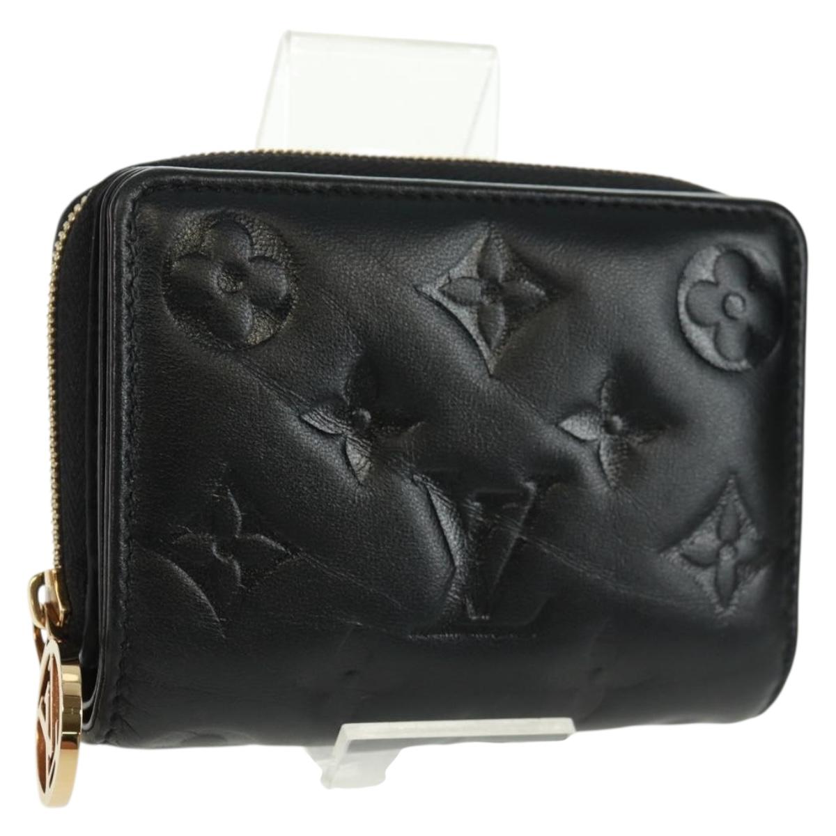 LOUIS VUITTON Lamb Leather Portefeuille Lou Wallet Black M81599 Auth 164048SAM