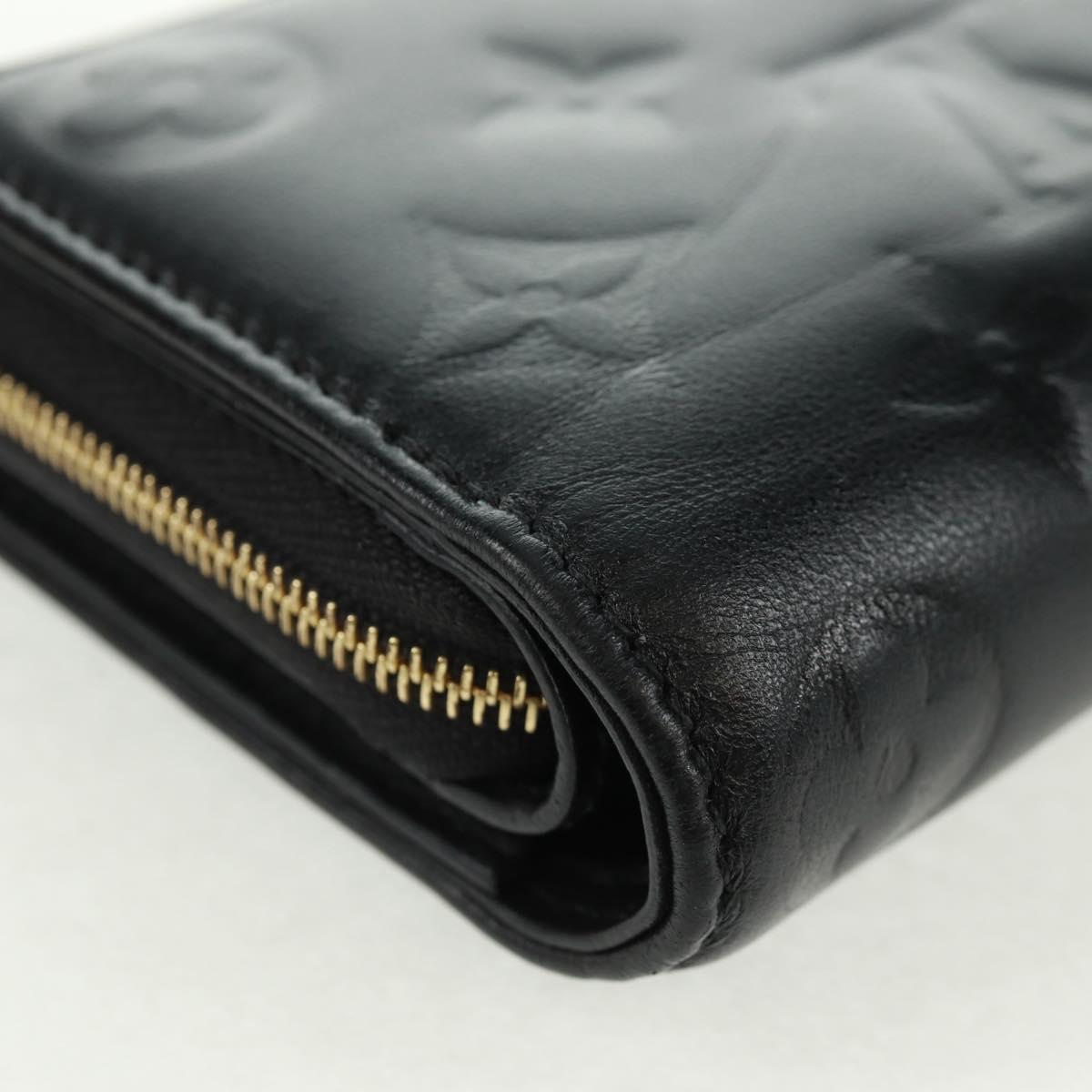 LOUIS VUITTON Lamb Leather Portefeuille Lou Wallet Black M81599 Auth 164048SAM