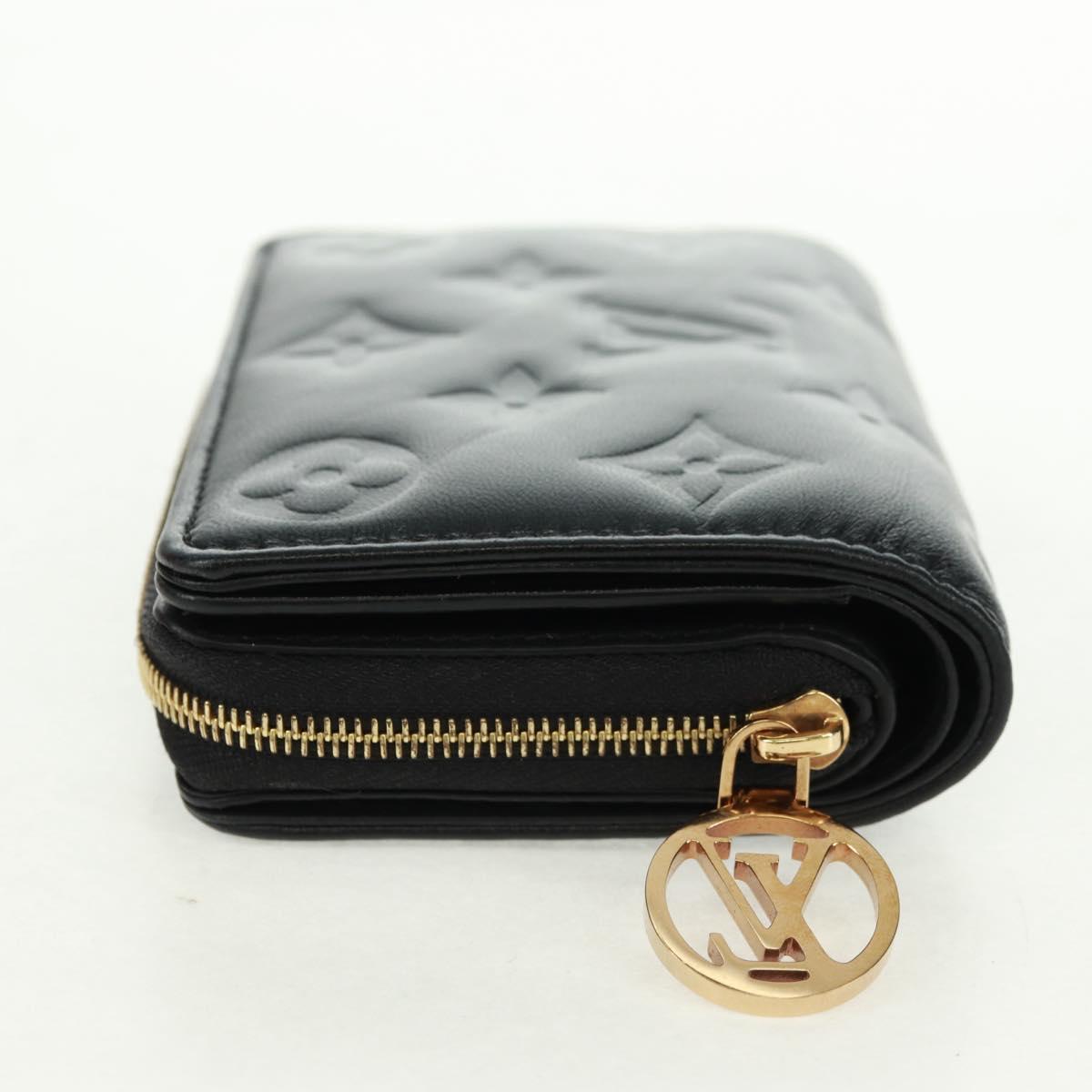 LOUIS VUITTON Lamb Leather Portefeuille Lou Wallet Black M81599 Auth 164048SAM