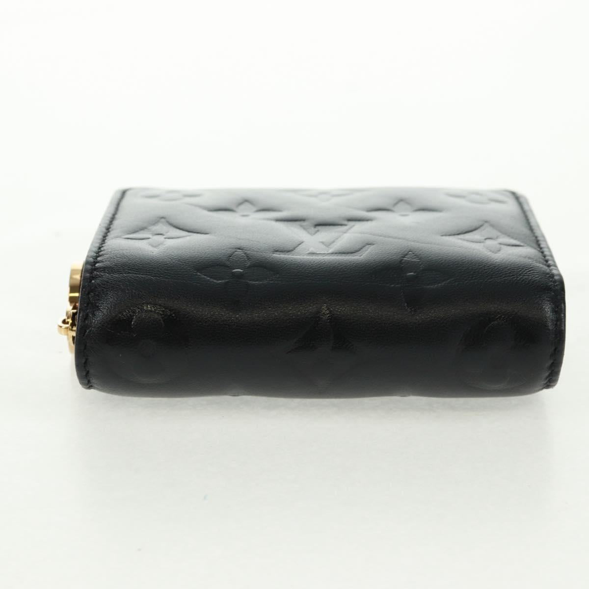 LOUIS VUITTON Lamb Leather Portefeuille Lou Wallet Black M81599 Auth 164048SAM