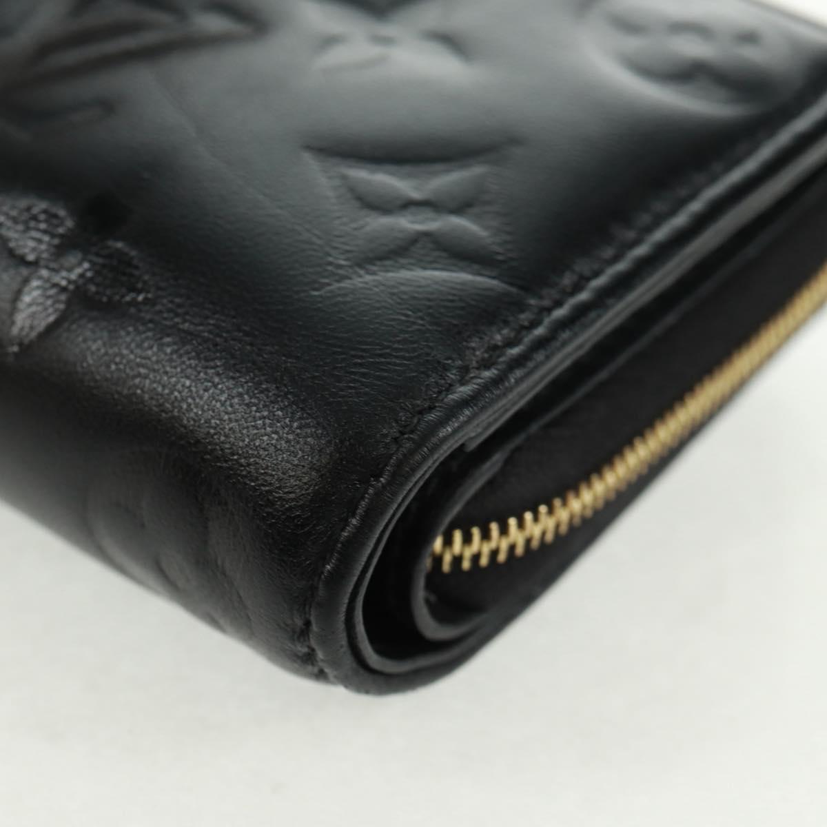LOUIS VUITTON Lamb Leather Portefeuille Lou Wallet Black M81599 Auth 164048SAM