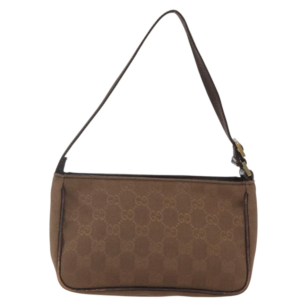 GUCCI GG Canvas Shoulder Bag Brown Gold 106644 Auth 164050