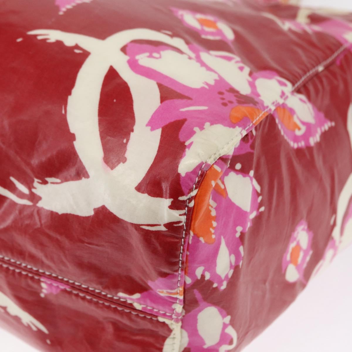 CHANEL Camelia Tote Bag Nylon Red CC Auth 164053
