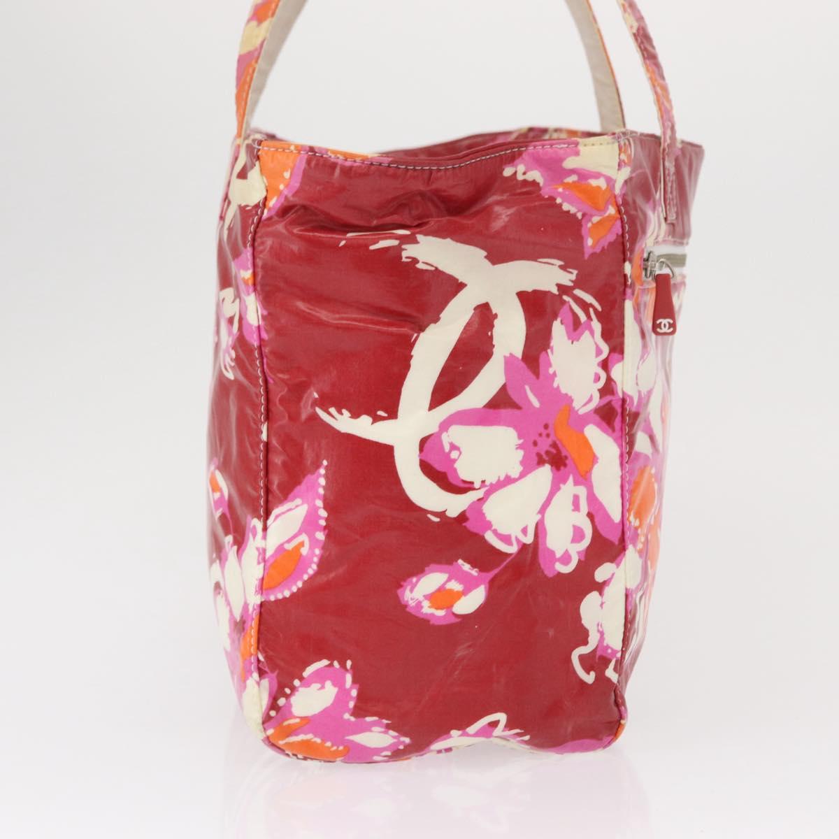 CHANEL Camelia Tote Bag Nylon Red CC Auth 164053