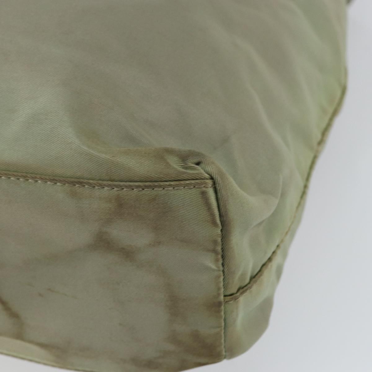 PRADA Hand Bag Nylon Khaki Silver Auth 164059