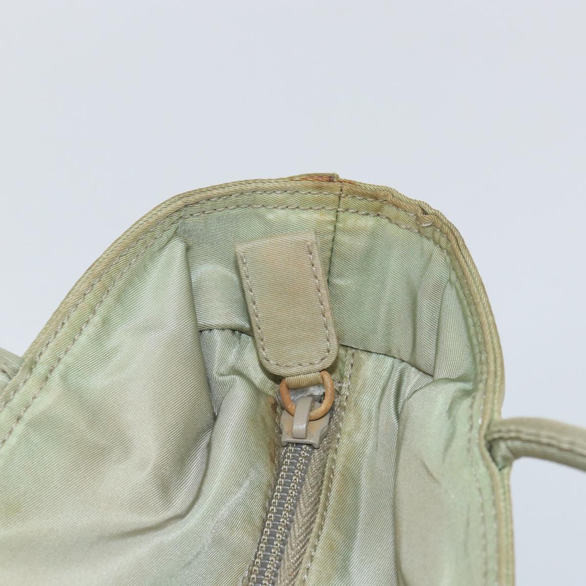 PRADA Hand Bag Nylon Khaki Silver Auth 164059