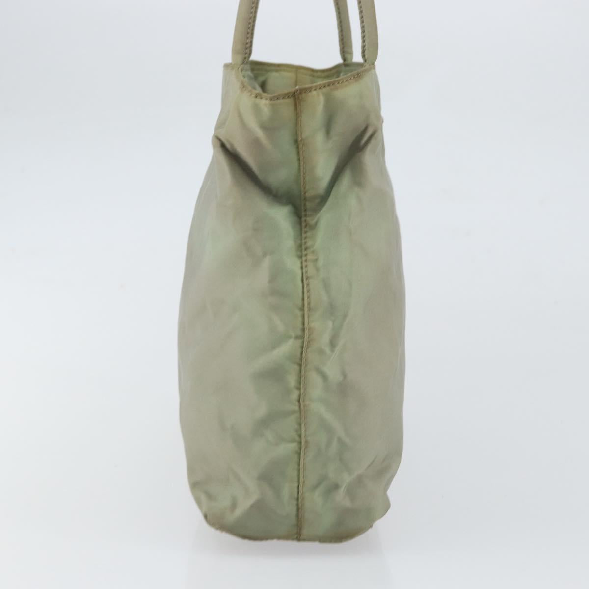 PRADA Hand Bag Nylon Khaki Silver Auth 164059