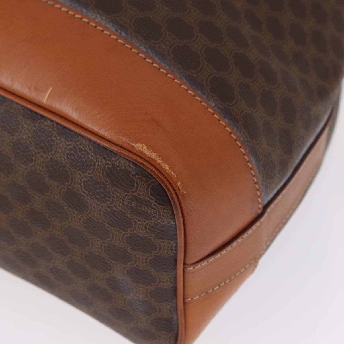 CELINE Macadam Canvas Shoulder Bag PVC Leather Brown Gold Auth 164060