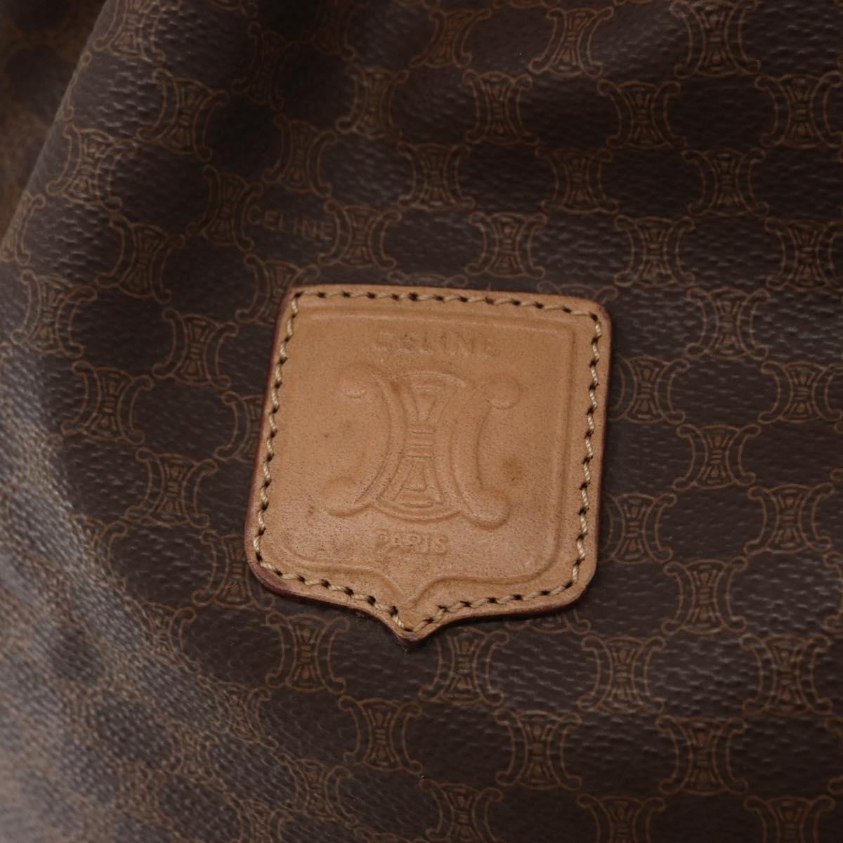 CELINE Macadam Canvas Shoulder Bag PVC Leather Brown Gold Auth 164060