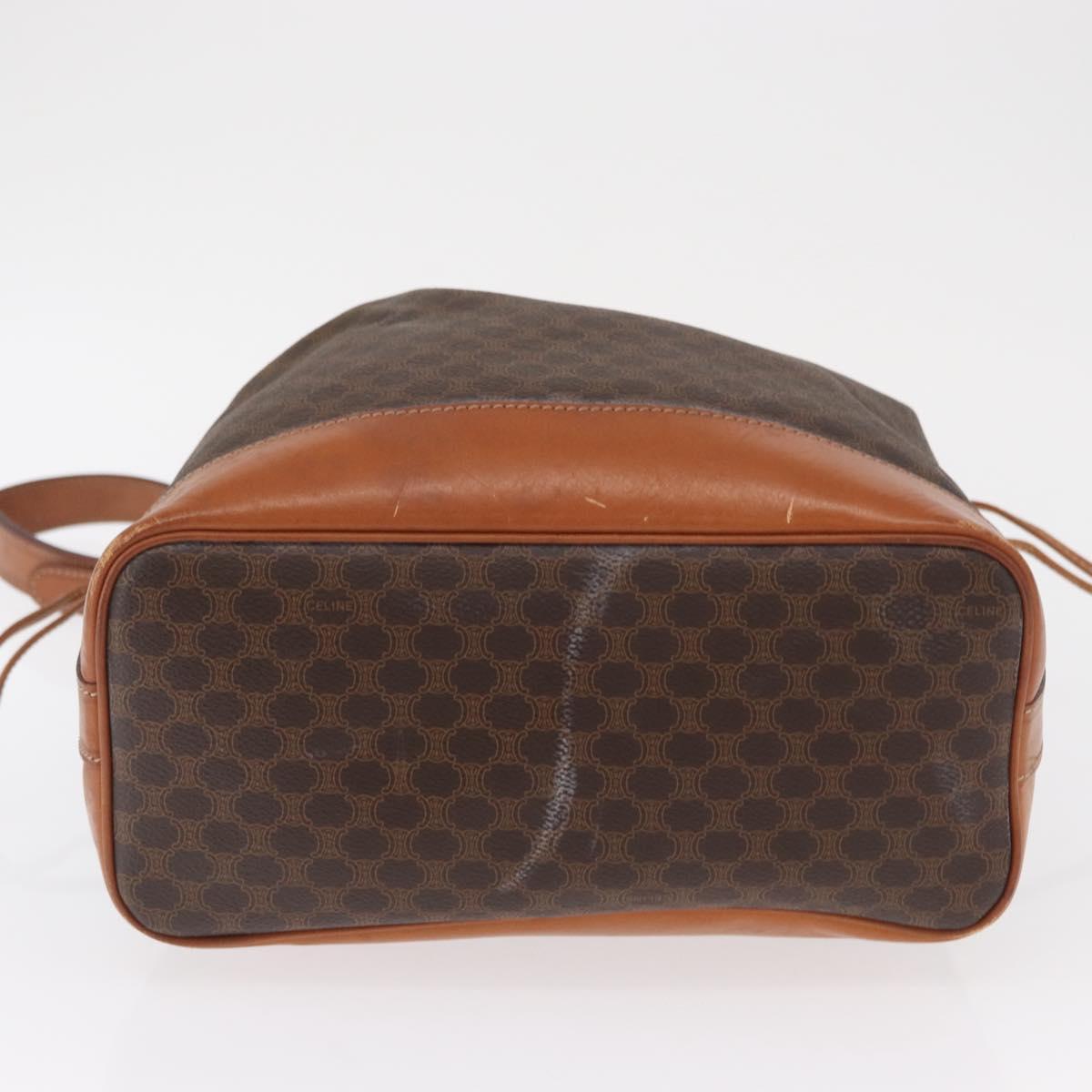 CELINE Macadam Canvas Shoulder Bag PVC Leather Brown Gold Auth 164060