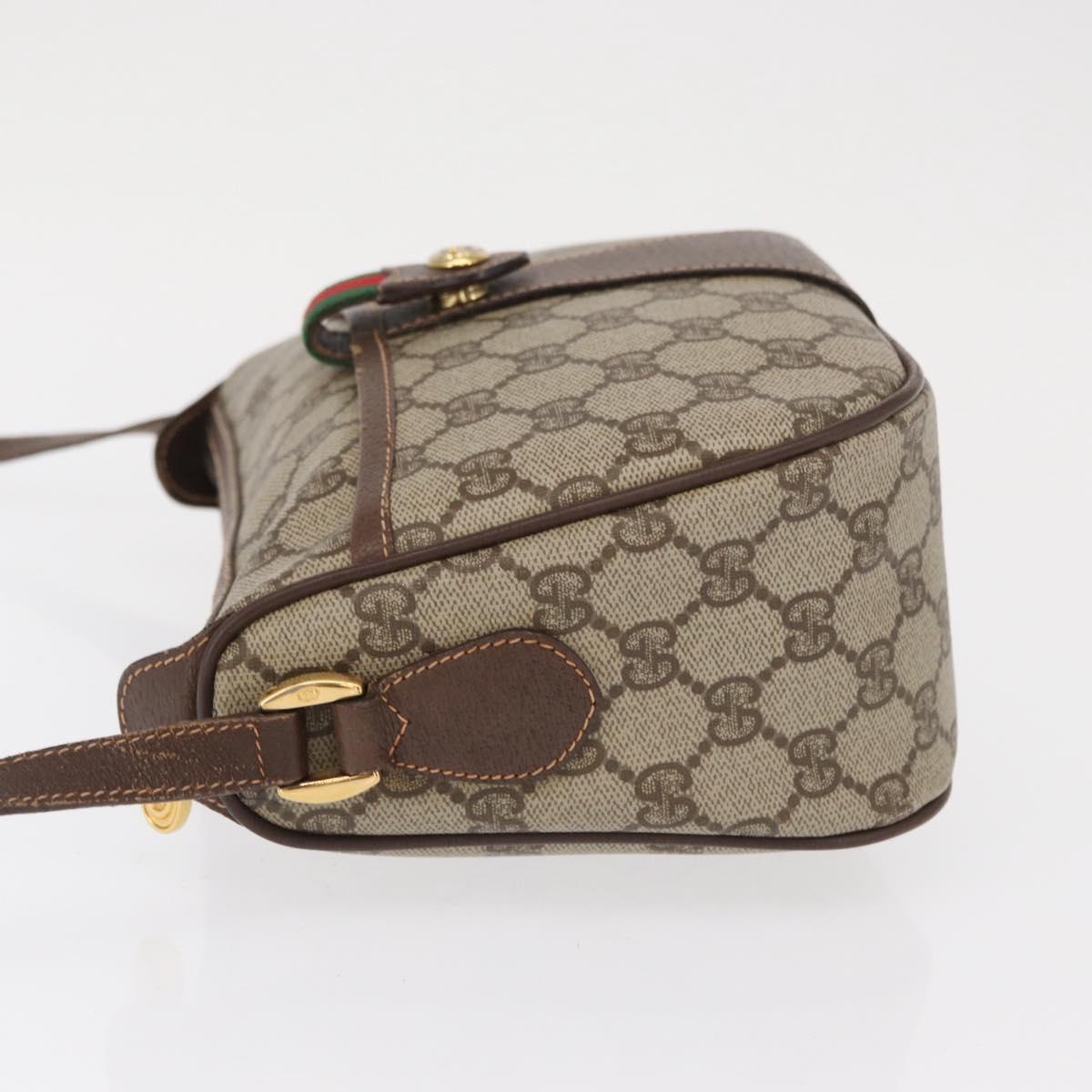 GUCCI GG Supreme Web Sherry Line Bag PVC Beige Gold 89 02 032 Auth 164062