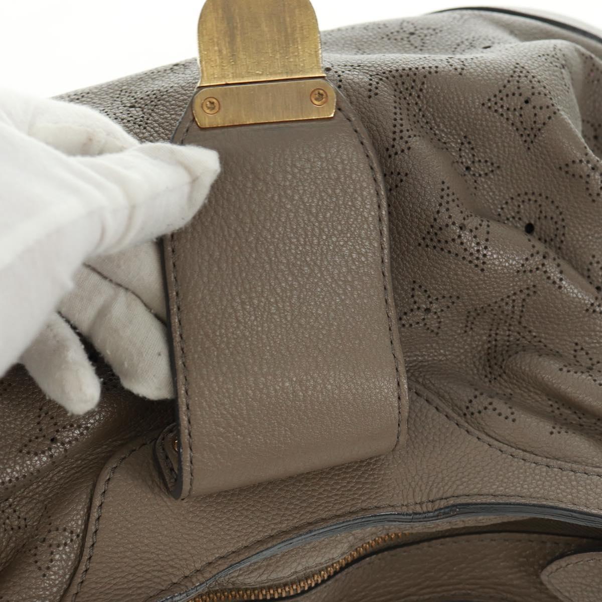 LOUIS VUITTON Mahina Solar Powered PM Bag Leather Taupe M93124 LV Auth 164063V