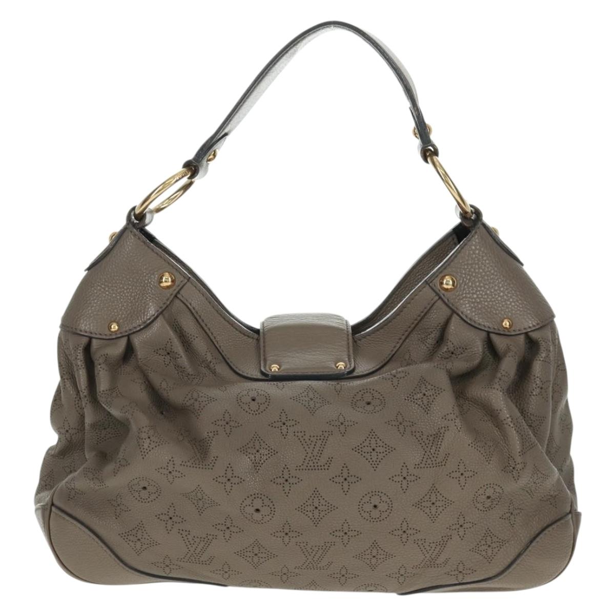 LOUIS VUITTON Mahina Solar Powered PM Bag Leather Taupe M93124 LV Auth 164063V