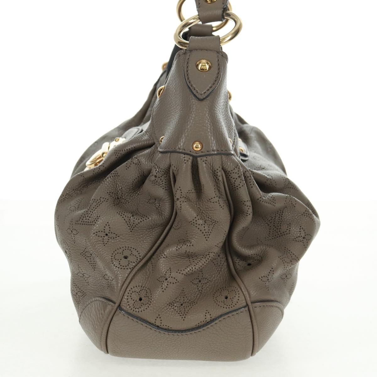 LOUIS VUITTON Mahina Solar Powered PM Bag Leather Taupe M93124 LV Auth 164063V