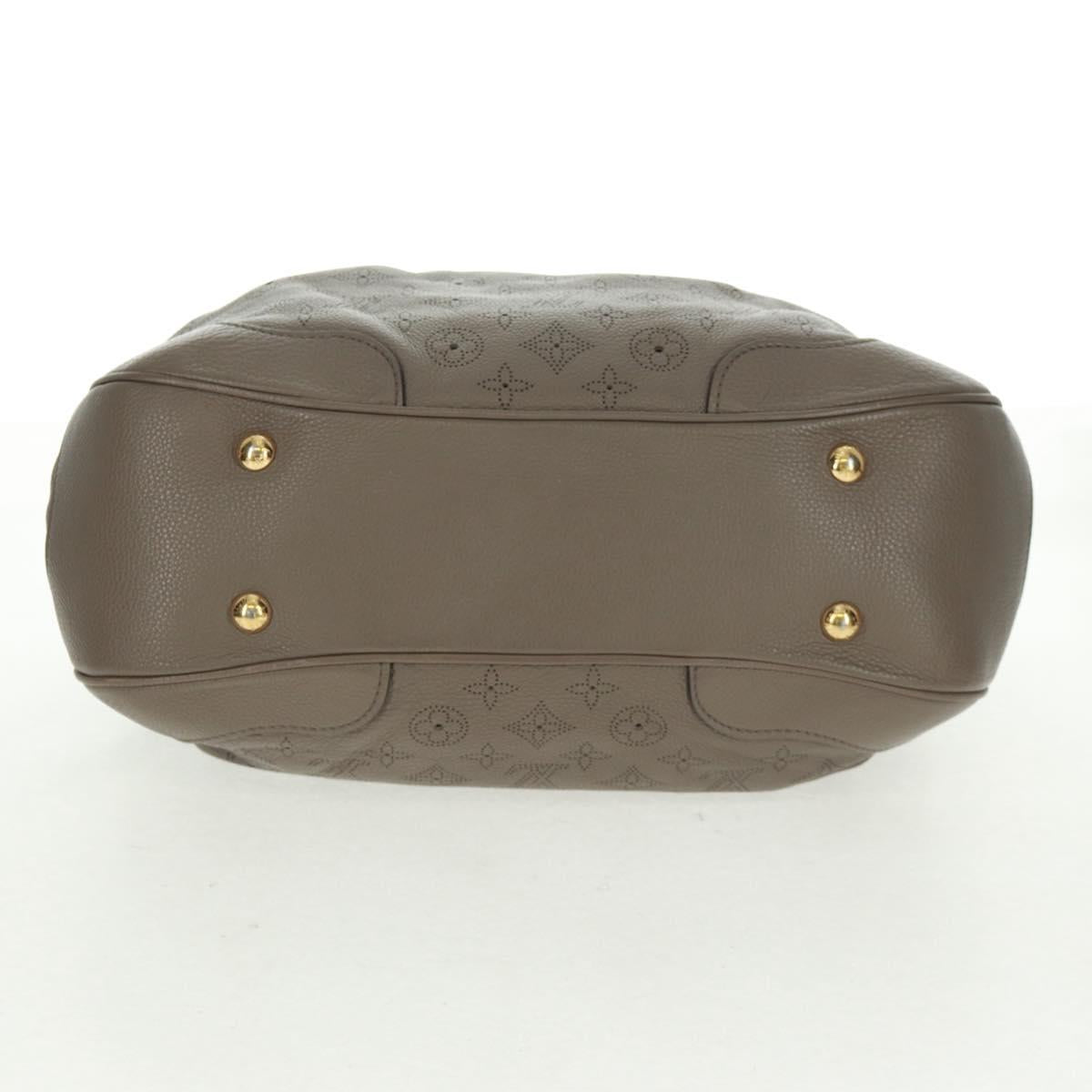 LOUIS VUITTON Mahina Solar Powered PM Bag Leather Taupe M93124 LV Auth 164063V