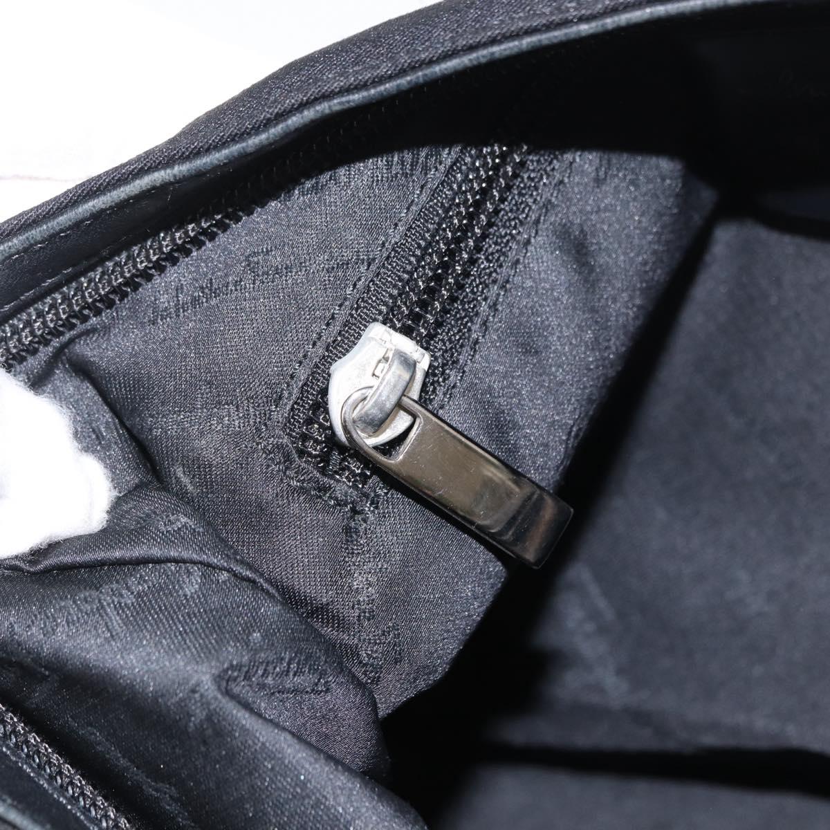 Salvatore Ferragamo Shoulder Bag Nylon Black Silver Auth 164064