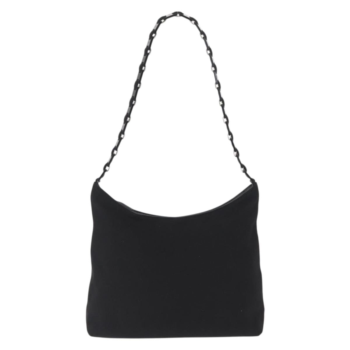 Salvatore Ferragamo Shoulder Bag Nylon Black Silver Auth 164064