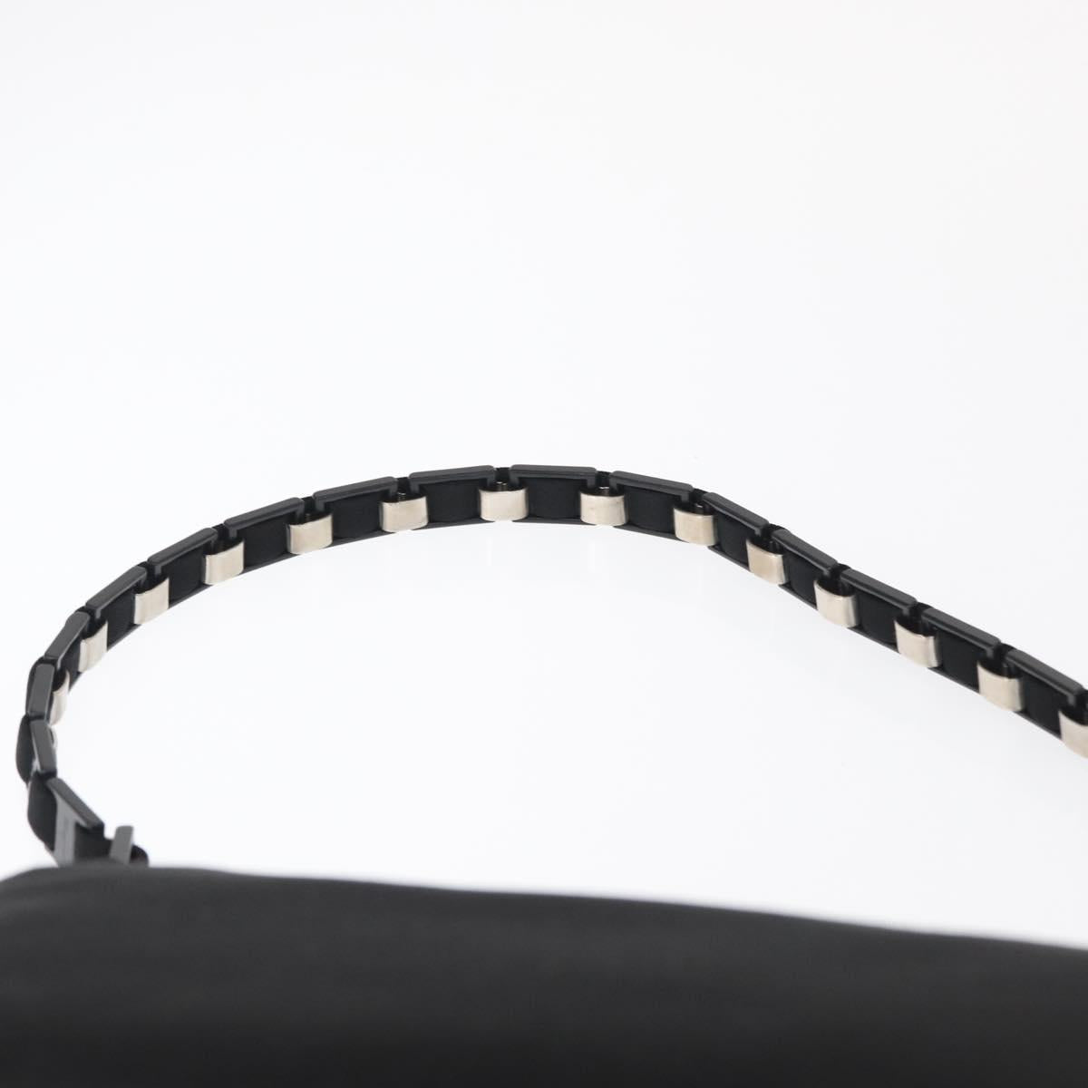 Salvatore Ferragamo Shoulder Bag Nylon Black Silver Auth 164064