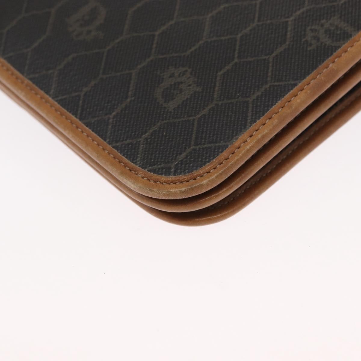 Christian Dior Honeycomb Canvas Chain Shoulder Bag PVC Gray Gold Auth 164065