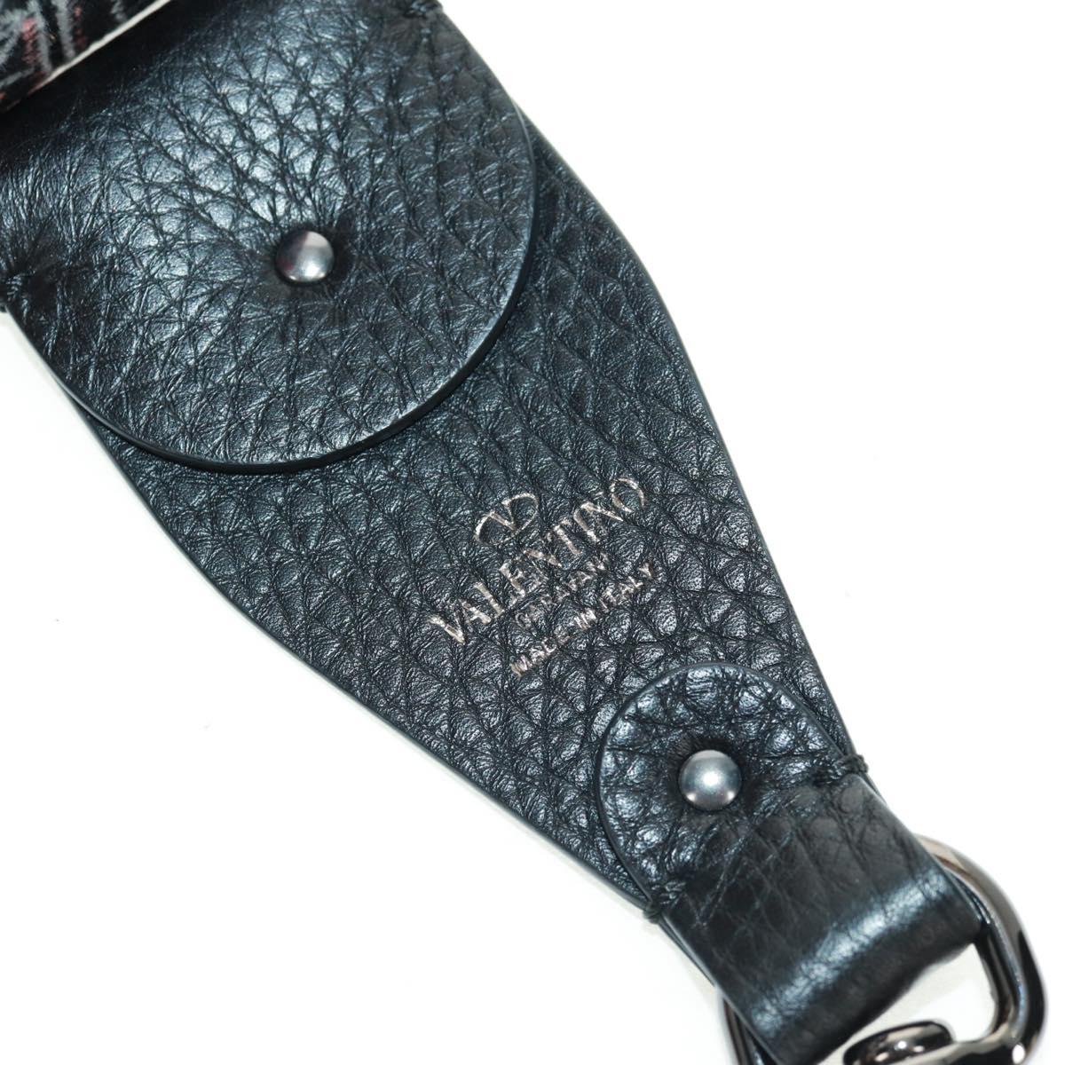 VALENTINO Rock Studs Shoulder Bag Leather Black Silver Auth 164070SAV
