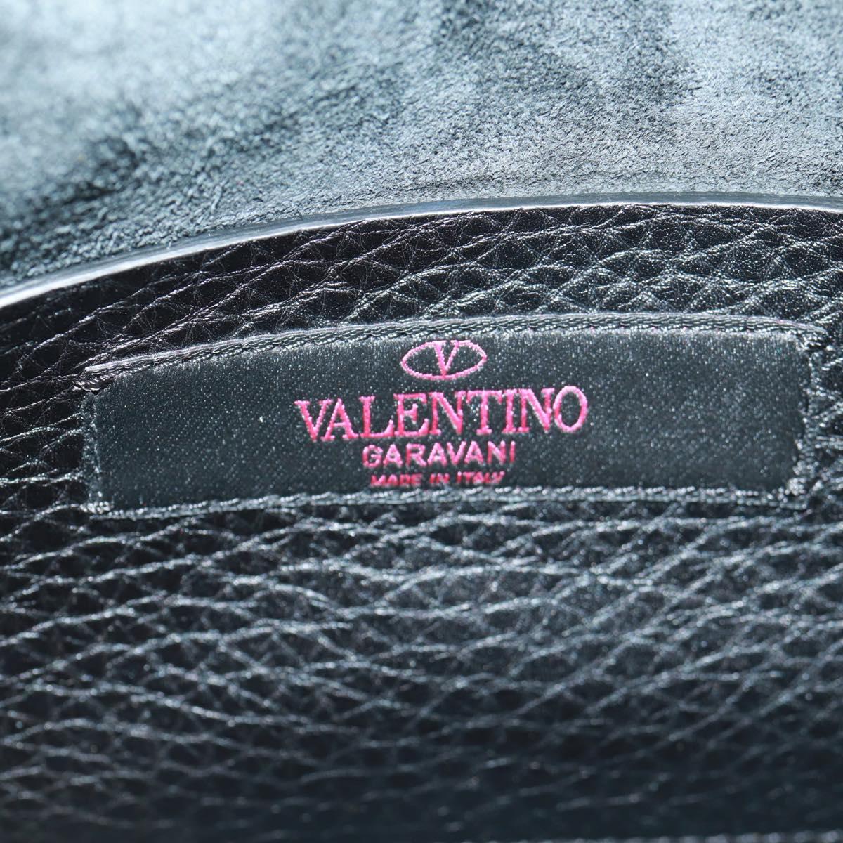 VALENTINO Rock Studs Shoulder Bag Leather Black Silver Auth 164070SAV
