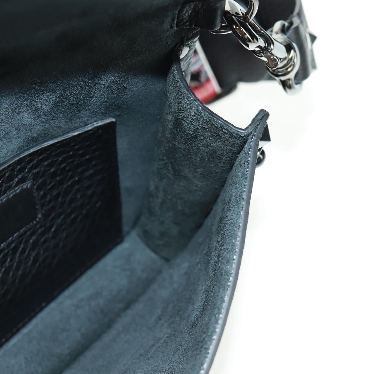 VALENTINO Rock Studs Shoulder Bag Leather Black Silver Auth 164070SAV