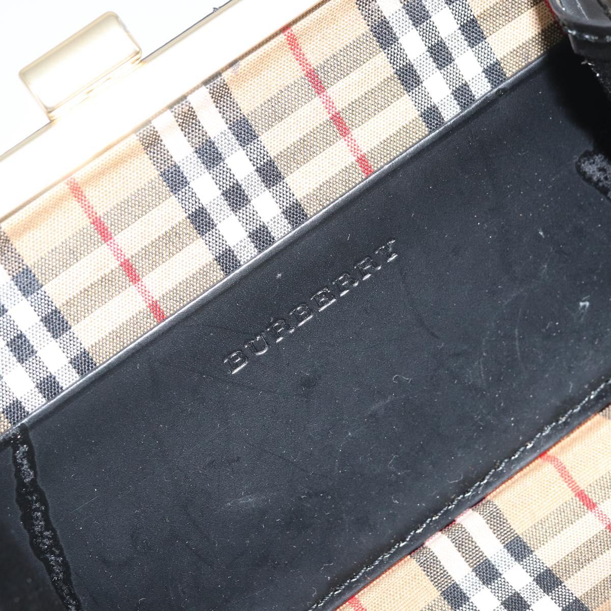 BURBERRY Nova Check Coin Purse Leather Black Gold Auth 164072V