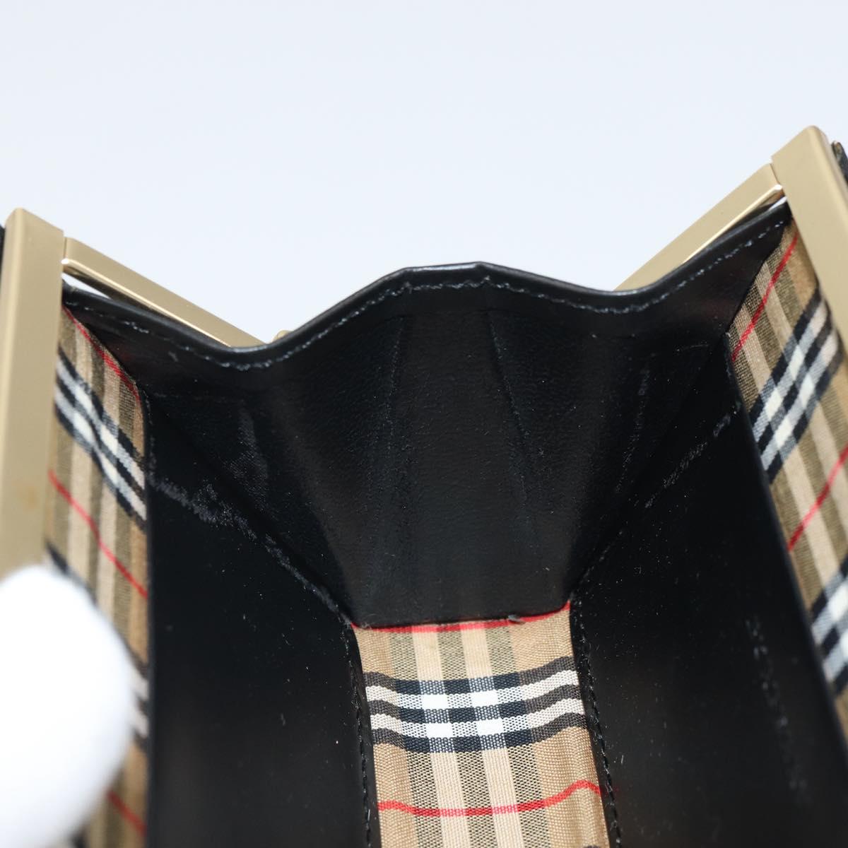 BURBERRY Nova Check Coin Purse Leather Black Gold Auth 164072V